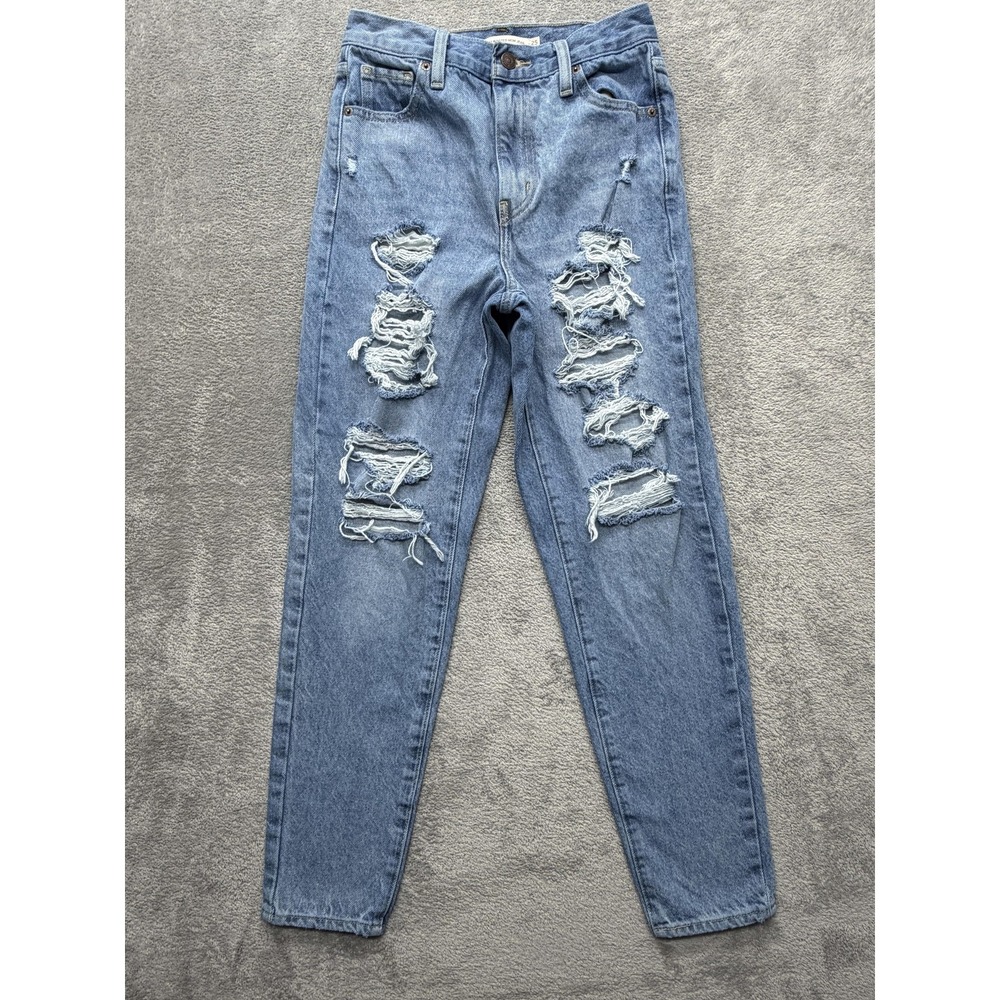 Levi's Jeans Womens 25 Blue Mom High Waisted Relaxed Distressed Light Wash